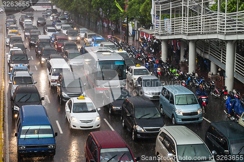 Image of Rainy traffic jam