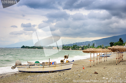 Image of Reed umbrellas on the beach