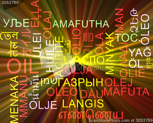 Image of Oil multilanguage wordcloud background concept glowing