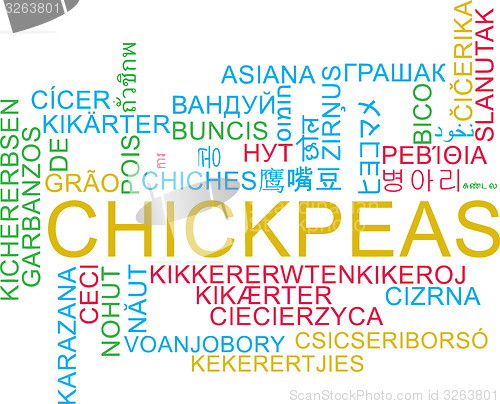 Image of Chickpeas multilanguage wordcloud background concept