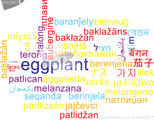 Image of Eggplant multilanguage wordcloud background concept