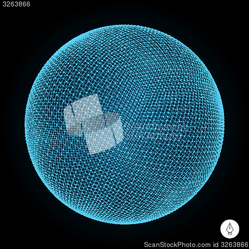 Image of 3d sphere. Global digital connections. Technology concept. 