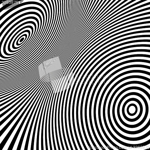 Image of Pattern with optical illusion. Black and white background. 