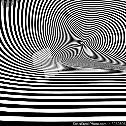 Image of Pattern with optical illusion. Black and white background. 