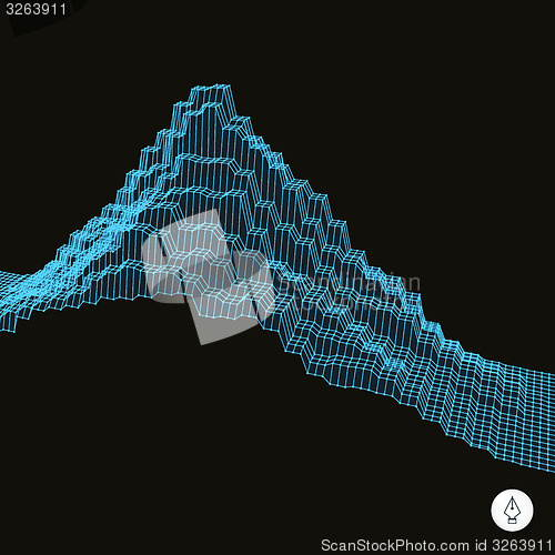 Image of Abstract landscape background. Cyberspace grid. 