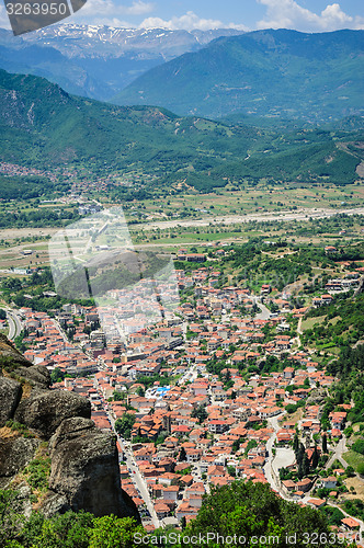 Image of Kalambaka town view from Meteora rocks, Greece