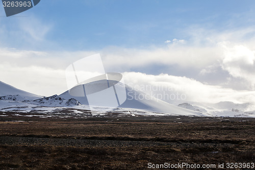 Image of Snowy mountain landscape in Iceland