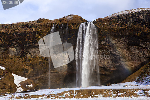 Image of Waterfall Seljalandsfoss with rainbow