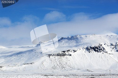 Image of Snowy mountain landscape in Iceland