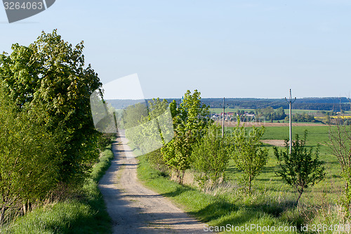 Image of rural road on Beautiful spring rural landscape