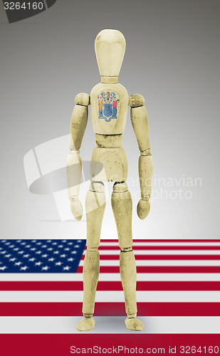 Image of Wood figure mannequin with US state flag bodypaint - New Jersey