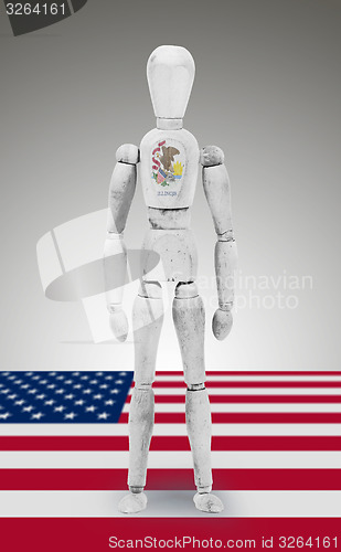 Image of Wood figure mannequin with US state flag bodypaint - Illinois