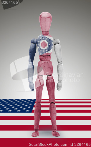 Image of Wood figure mannequin with US state flag bodypaint - Ohio