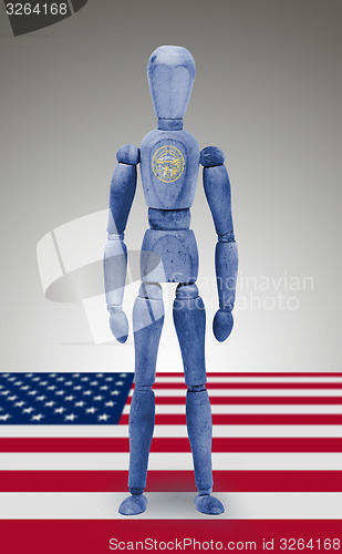 Image of Wood figure mannequin with US state flag bodypaint - Nebraska