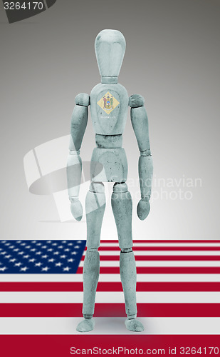 Image of Wood figure mannequin with US state flag bodypaint - Delaware