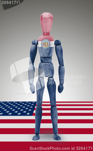 Image of Wood figure mannequin with US state flag bodypaint - Missouri