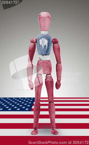 Image of Wood figure mannequin with US state flag bodypaint - Wyoming