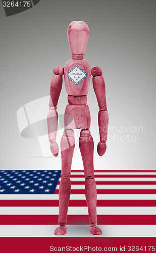 Image of Wood figure mannequin with US state flag bodypaint - Arkansas