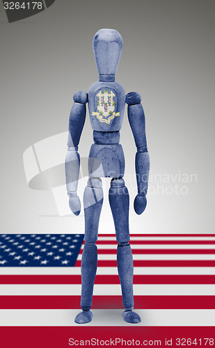 Image of Wood figure mannequin with US state flag bodypaint - Connecticut