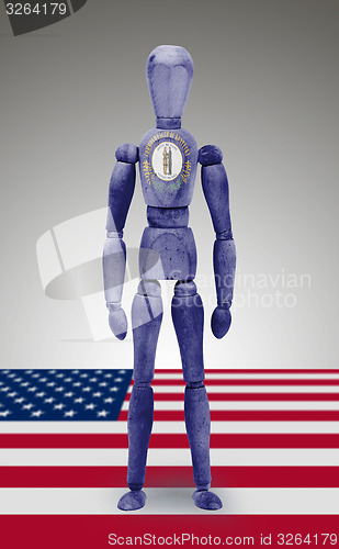 Image of Wood figure mannequin with US state flag bodypaint - Kentucky