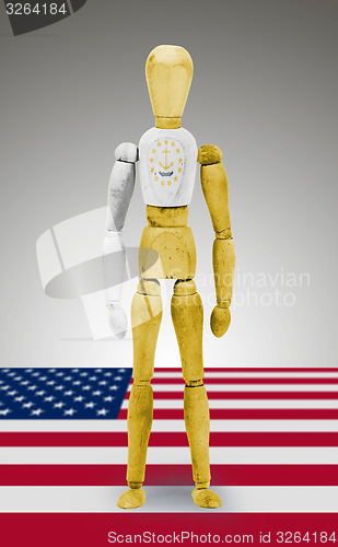 Image of Wood figure mannequin with US state flag bodypaint - Rhode Islan