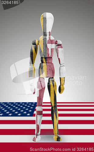 Image of Wood figure mannequin with US state flag bodypaint - Maryland