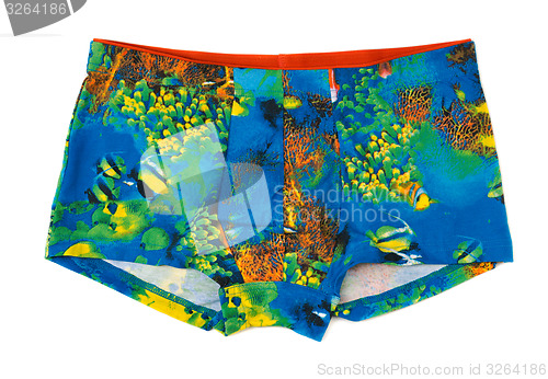 Image of Men\'s boxer shorts with a colored pattern underwater world.