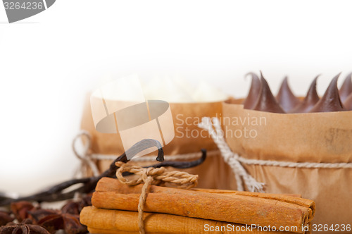 Image of chocolate vanilla and spices cream cake dessert 