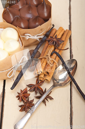 Image of chocolate vanilla and spices cream cake dessert 