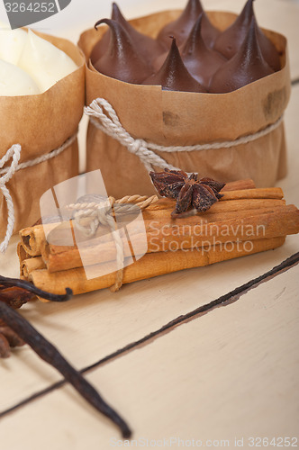 Image of chocolate vanilla and spices cream cake dessert 