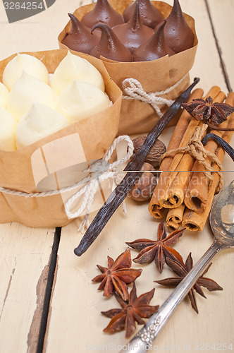 Image of chocolate vanilla and spices cream cake dessert 