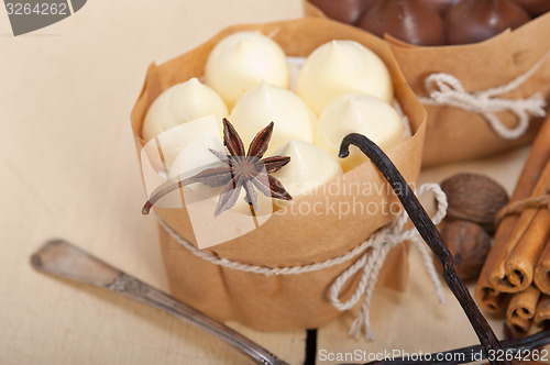 Image of chocolate vanilla and spices cream cake dessert 