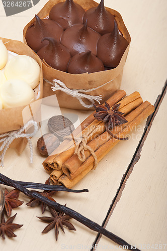 Image of chocolate vanilla and spices cream cake dessert 