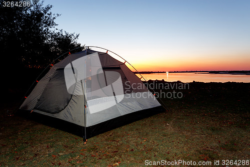 Image of camping in africa on Zambezi river in Namibia