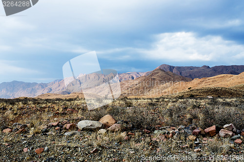 Image of panorama of fantastic Namibia moonscape landscape