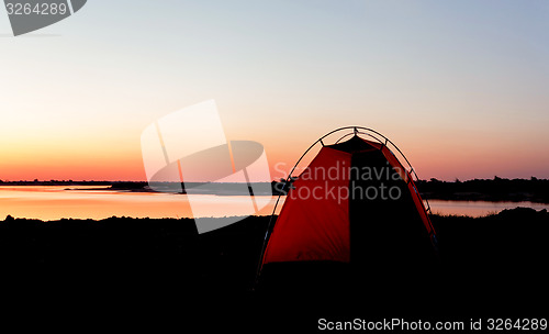 Image of camping in africa on Zambezi river in Namibia