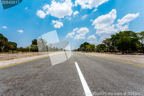 Image of Endless road with blue sky