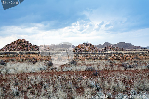 Image of panorama of fantastic Namibia moonscape landscape