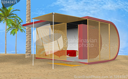 Image of 3D Illustration Beach Bungalow