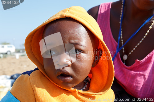 Image of Portrait of Namibian small boy with mother