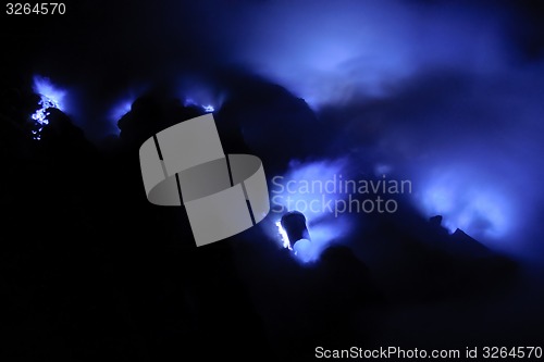 Image of Blue fire in Ijen volcano, travel destination in Indonesia