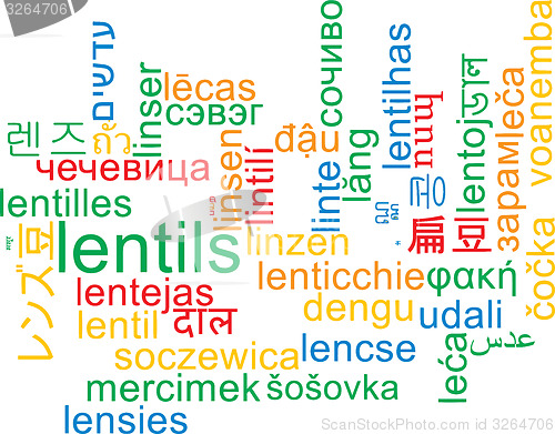 Image of Lentils multilanguage wordcloud background concept