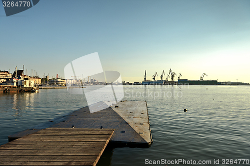 Image of Industrial cargo cranes in the dock