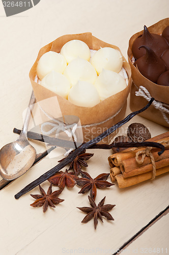 Image of chocolate vanilla and spices cream cake dessert 
