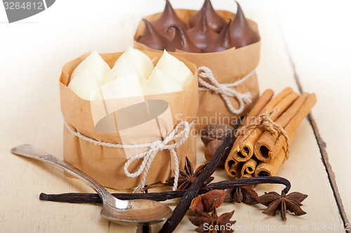 Image of chocolate vanilla and spices cream cake dessert 