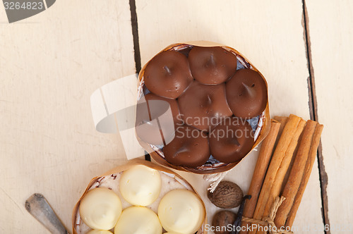 Image of chocolate vanilla and spices cream cake dessert 