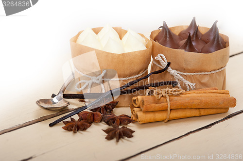 Image of chocolate vanilla and spices cream cake dessert 