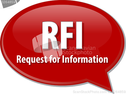 Image of RFI acronym word speech bubble illustration