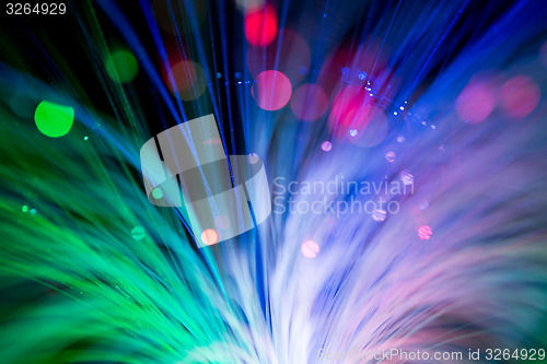 Image of optical fibres abstract blurred technology background