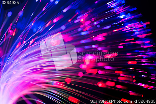 Image of optical fibres abstract blurred technology background